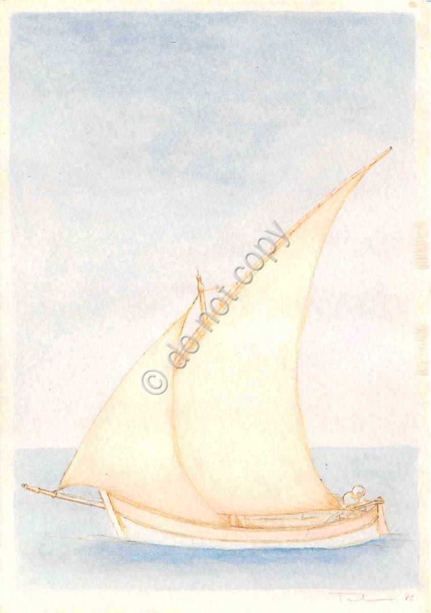 Cartolina Barca illustrata 28° Salone Nautico Internazionale la nave e il mare (Trasporti)
