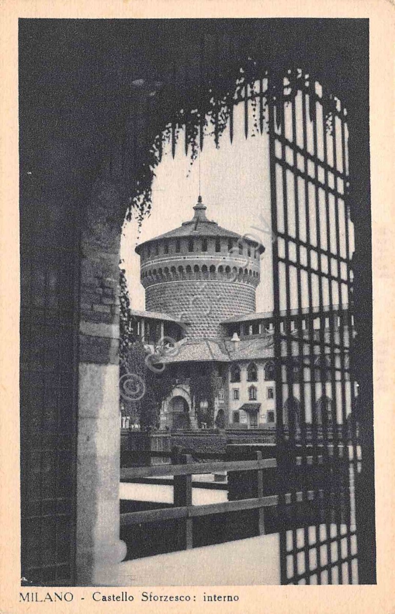 Cartolina Milano Castello Sforzesco interno 1903