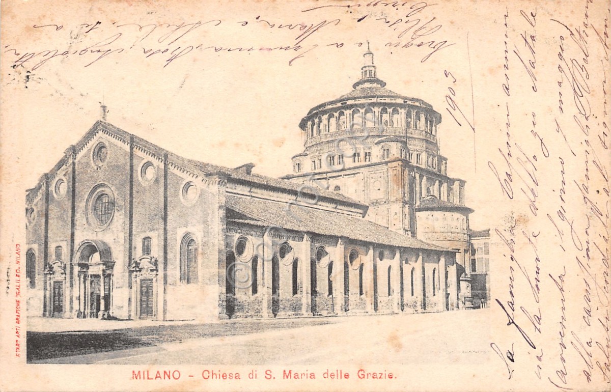 Cartolina Milano Chiesa di santa Maria delle Grazie 1903