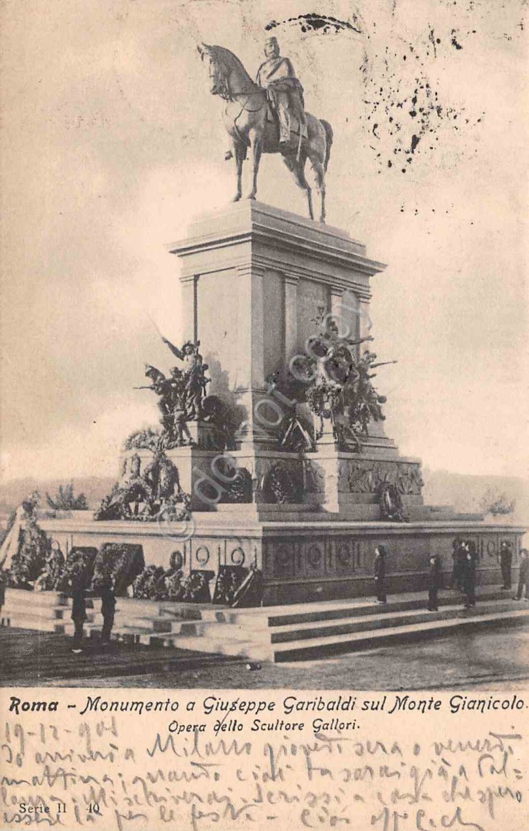 Cartolina Roma Monumento a Garibaldi al Gianicolo 1905