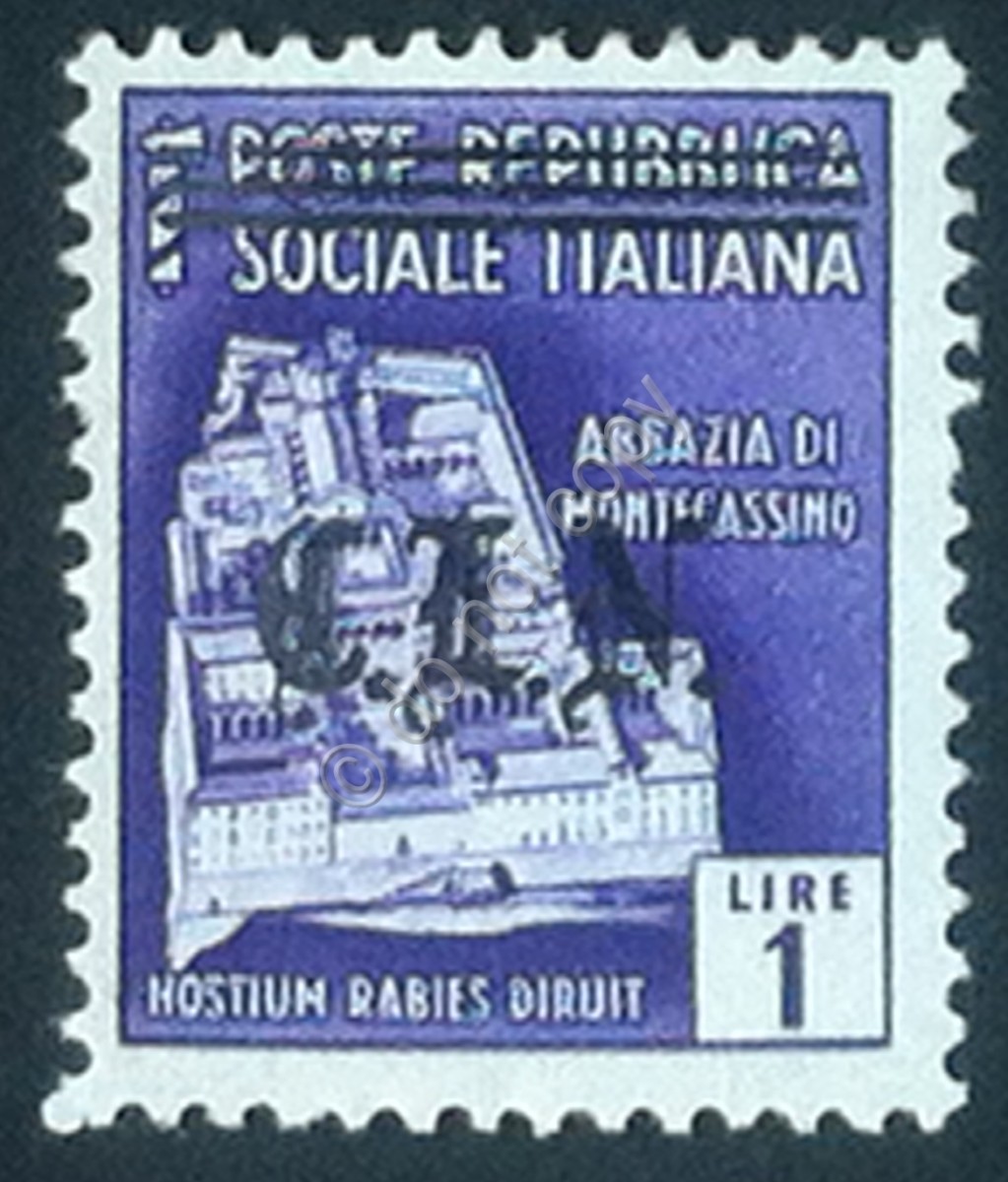 Italia CLN - Torino 1945 - Monumenti distrutti - 1 L. soprastampa nera MNH**