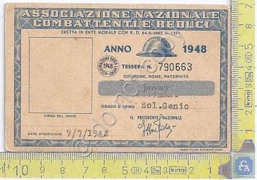 ANCeR - Associazione Nazionale Combattenti e Reduci - 1948 - Milano Lambrate