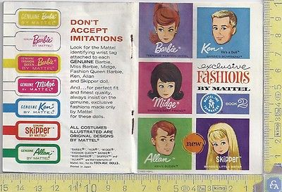 Book 2 1963 Exclusive Fashions by Mattel Booklet Barbie Ken Skipper Allan Midge