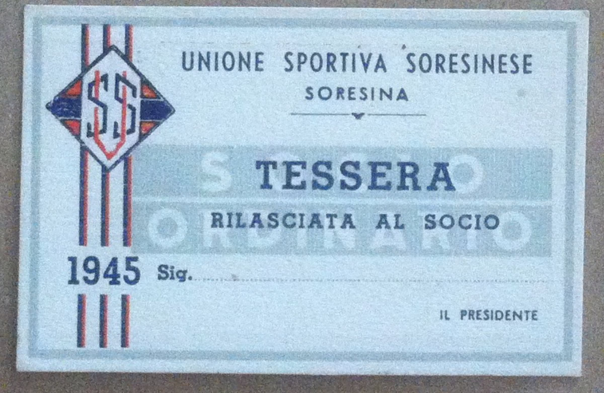 Tessera Unione Sportiva Soresinese - Soresina 1945 - nuova - ***