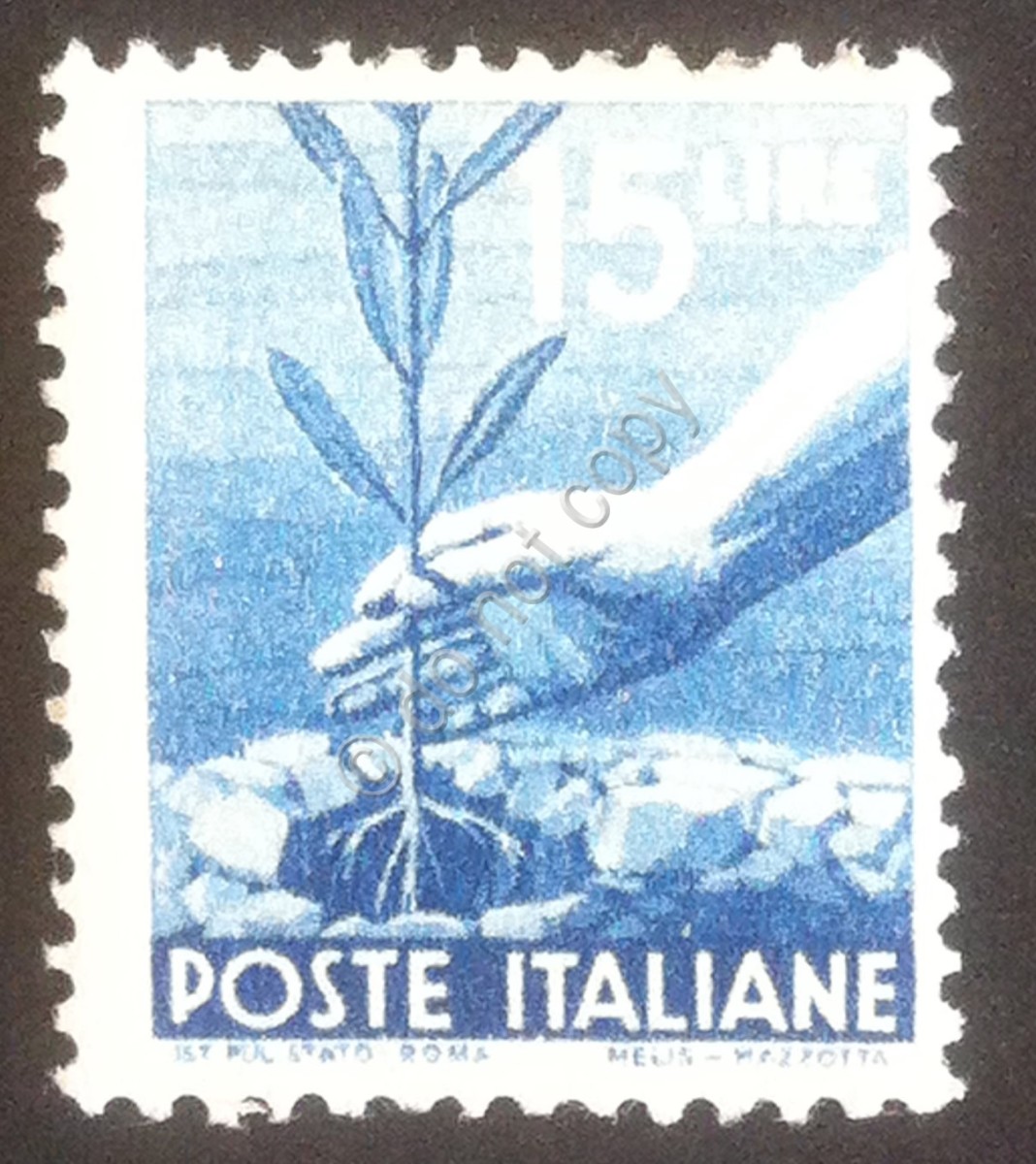 Francobolli Italia Repubblica 1945 - Serie Democratica 15 Lire nuovo MNH**