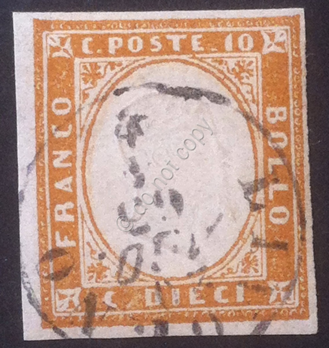 Regno 1862 - IV Emissione di Sardegna 10c bistro - Usato - Annulo Livorno